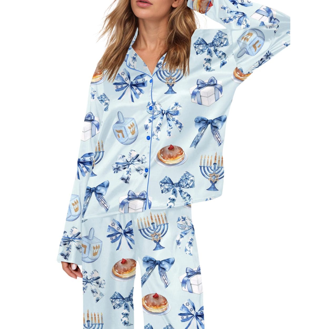 Coquette Hanukkah Silky Satin Pajama Set Coquette Hanukkah Silky Satin Pajama Set