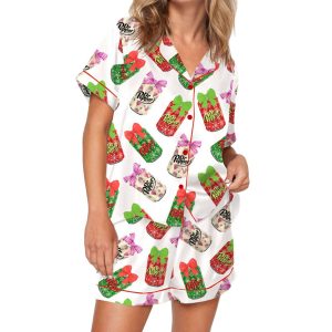 Coquette Pepper Drink Christmas Silky Satin Pajama Set