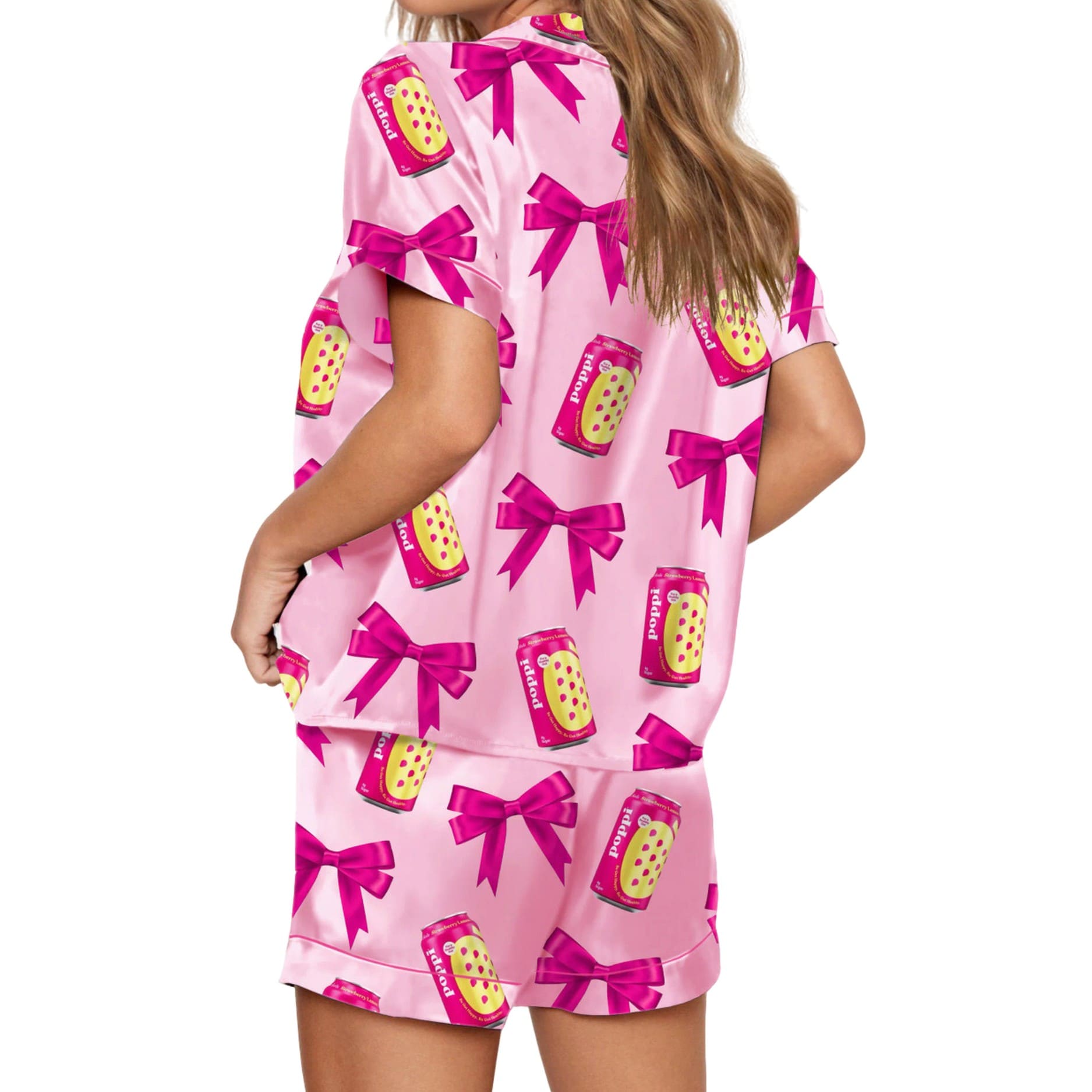 Coquette Strawberry Lemon Silky Satin Pajama Set Coquette Strawberry Lemon Silky Satin Pajama Set