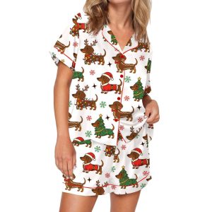 Dachshund Christmas Silky Satin Pajama Set