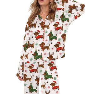 Dachshund Christmas Silky Satin Pajama Set