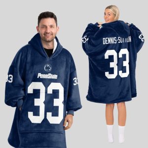 Dennis Sutton 33 Penn State Football Unisex Blanket Hoodie