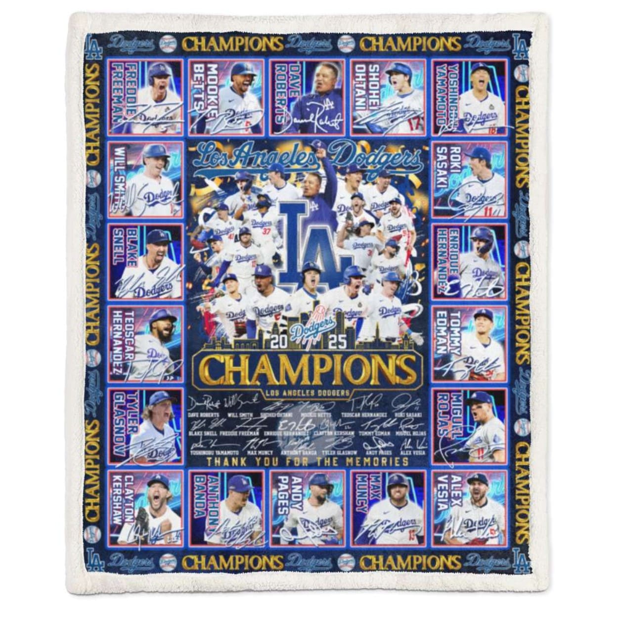 Dodgers Baseball 2025 Champions Blanket Dodgers Baseball 2025 Champions Blanket