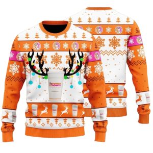 Dunkin' Donuts Reindeer Horn Ugly Christmas Sweater