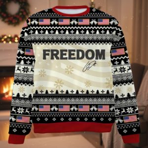 Freedom Charlie Kirk Signature Ugly Christmas Sweater