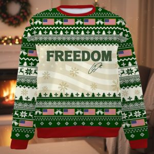 Freedom Charlie Kirk Signature Ugly Christmas Sweater