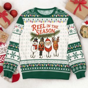 Funny Fishing Reel in The Season Ugly Christmas Sweater 3 Funny Fishing Reel in The Season Ugly Christmas Sweater