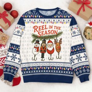 Funny Fishing Reel in The Season Ugly Christmas Sweater 2 Funny Fishing Reel in The Season Ugly Christmas Sweater