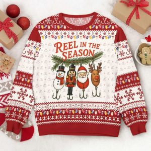 Funny Fishing Reel in The Season Ugly Christmas Sweater