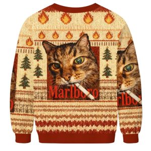 Funny Smoking Cat Meme Marlboro Christmas Ugly Sweater 2 Funny Smoking Cat Meme Marlboro Christmas Ugly Sweater