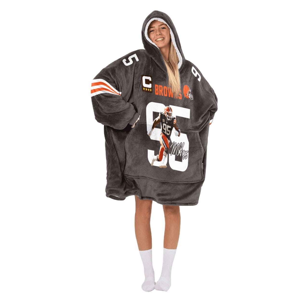 Garrett 95 Captain Cleveland Football Unisex Blanket Hoodie Garrett 95 Captain Cleveland Football Unisex Blanket Hoodie