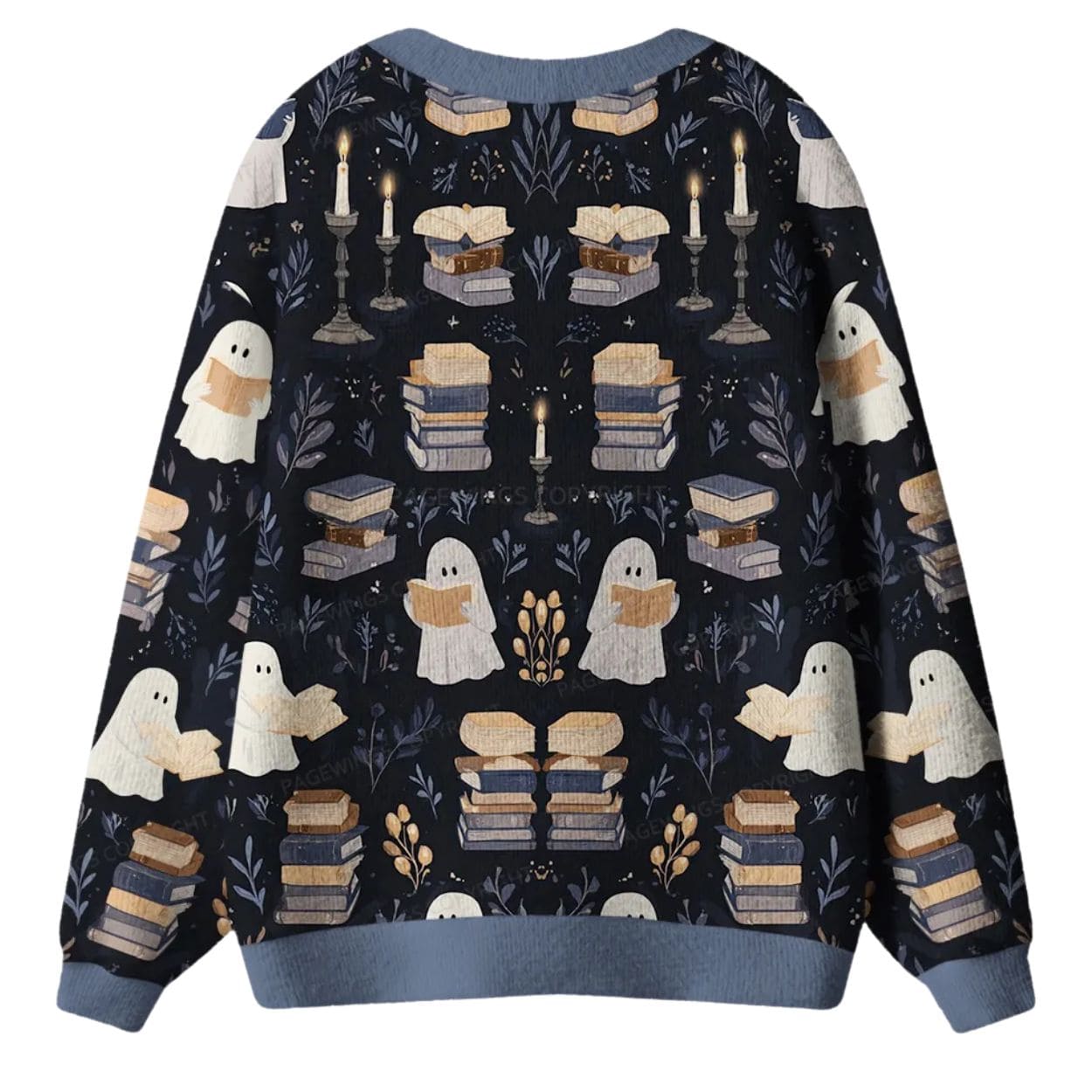 Ghost Reading Ugly Cardigan Sweater Ghost Reading Ugly Cardigan Sweater