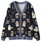 Ghost Reading Ugly Cardigan Sweater