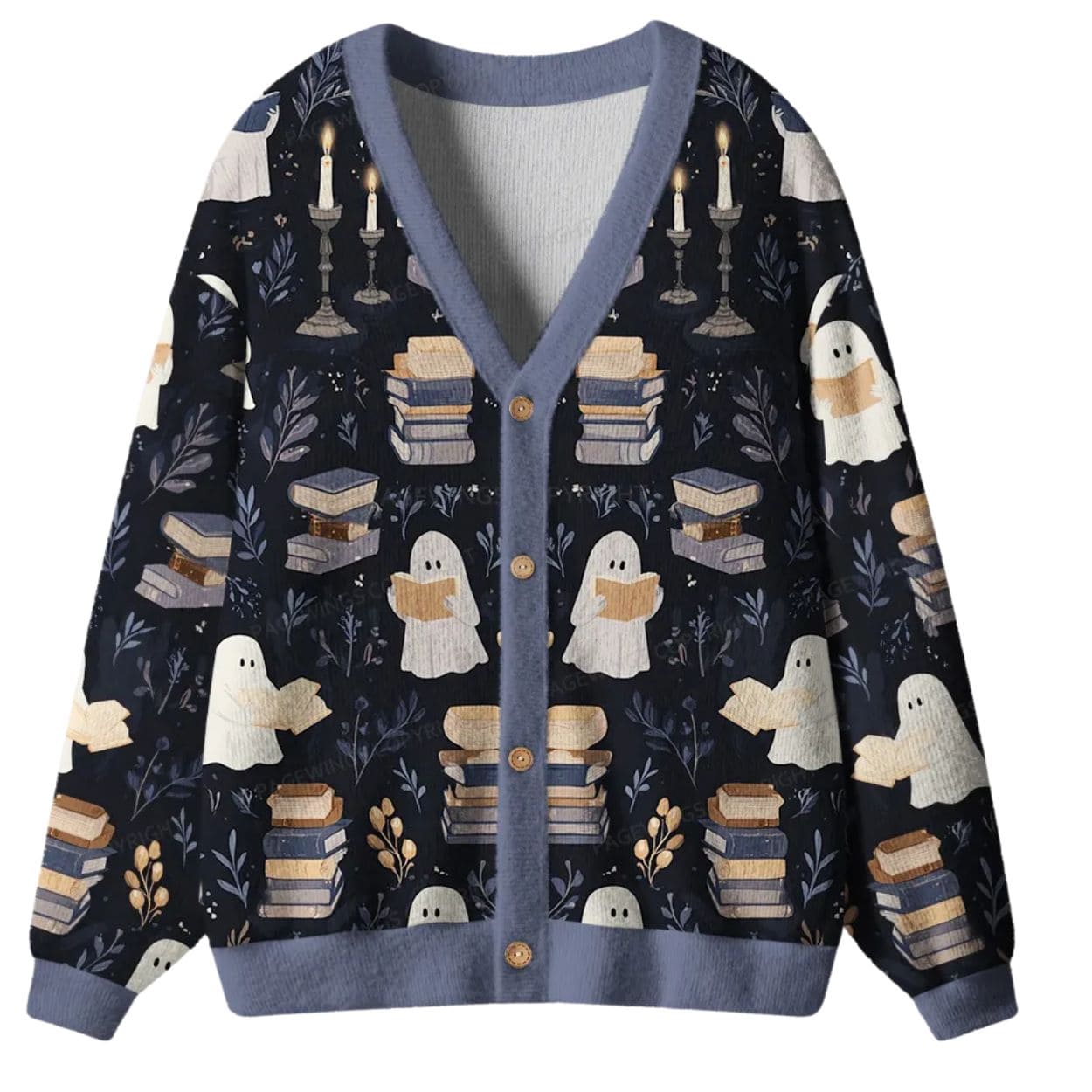 Ghost Reading Ugly Cardigan Sweater Ghost Reading Ugly Cardigan Sweater