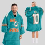 Go Fins Hill 10 Miami Football Unisex Blanket Hoodie