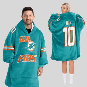 Go Fins Hill 10 Miami Football Unisex Blanket Hoodie