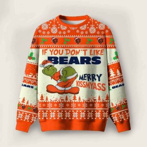 Grnch If You Don’t Like Bears Merry Kissmyass Ugly Christmas Sweater