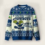 Grnch If You Don't Like Cowboys Merry Kissmyass Ugly Christmas Sweater