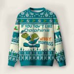 Grnch If You Don't Like Dolphins Merry Kissmyass Ugly Christmas Sweater