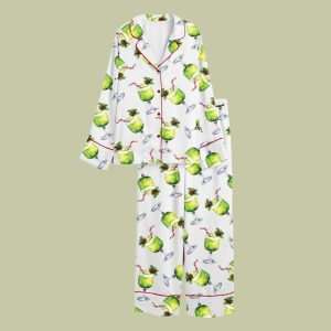 Grnch Punch Watercolor Christmas Cocktails Holiday Drinks Pajama Set