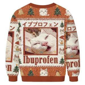 Ibuprofen Meme Cat Christmas Ugly Sweater