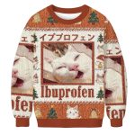 Ibuprofen Meme Cat Christmas Ugly Sweater