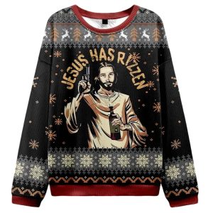 Jesus Has Rizzen Ugly Christmas Sweater