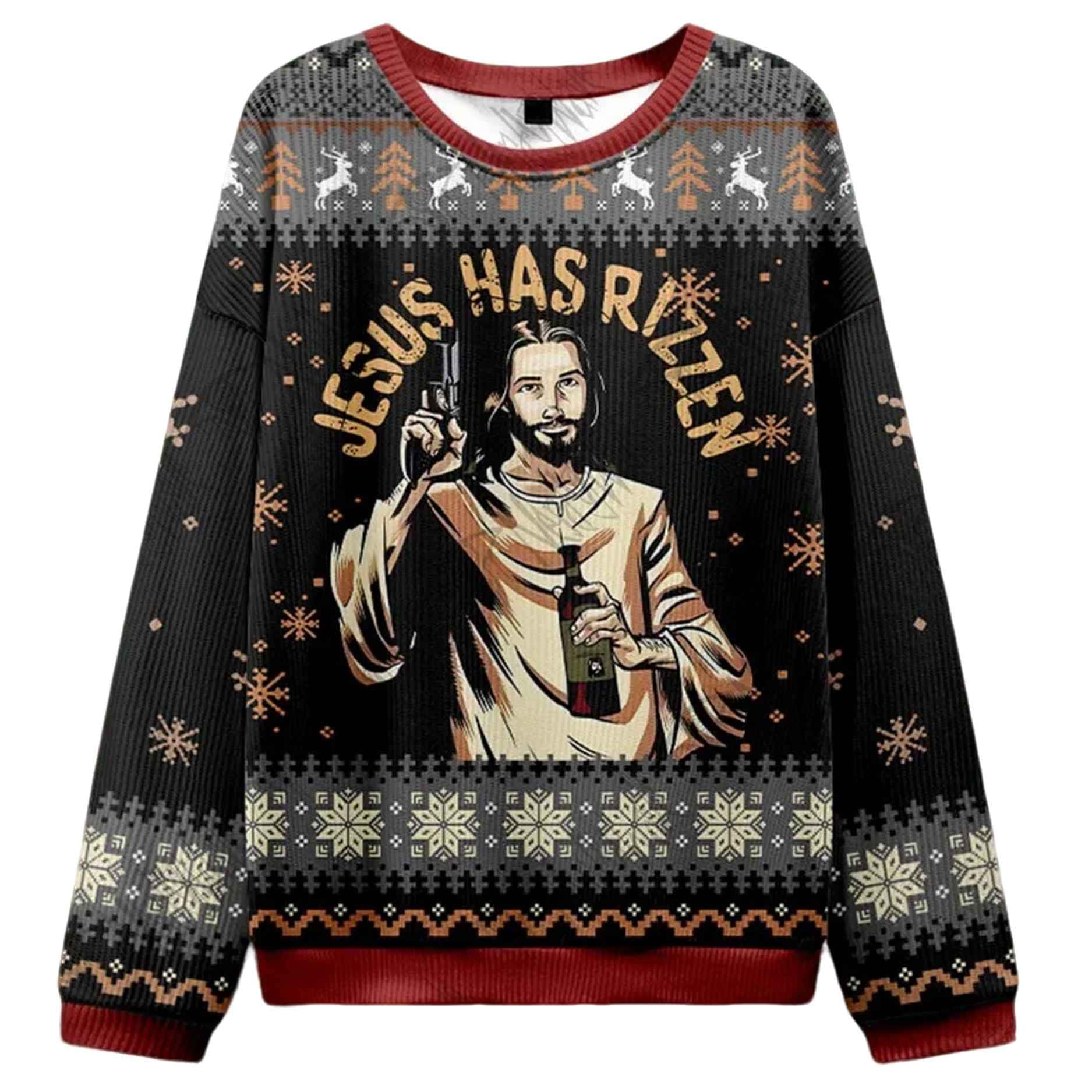 Jesus Has Rizzen Ugly Christmas Sweater Jesus Has Rizzen Ugly Christmas Sweater