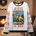 Jesus Riding Dinosaur Christian Ugly Christmas Sweater