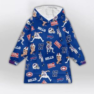 Josh Allen 17 Buffalo Football Unisex Blanket Hoodie