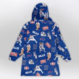 Josh Allen 17 Buffalo Football Unisex Blanket Hoodie