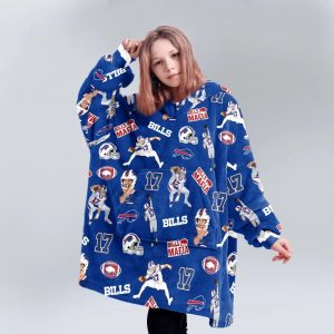 Josh Allen 17 Buffalo Football Unisex Blanket Hoodie