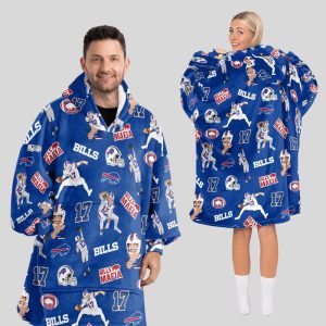 Josh Allen 17 Buffalo Football Unisex Blanket Hoodie