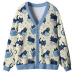 Just A Cat Who Loves Reading Books Ugly Cardigan Sweater