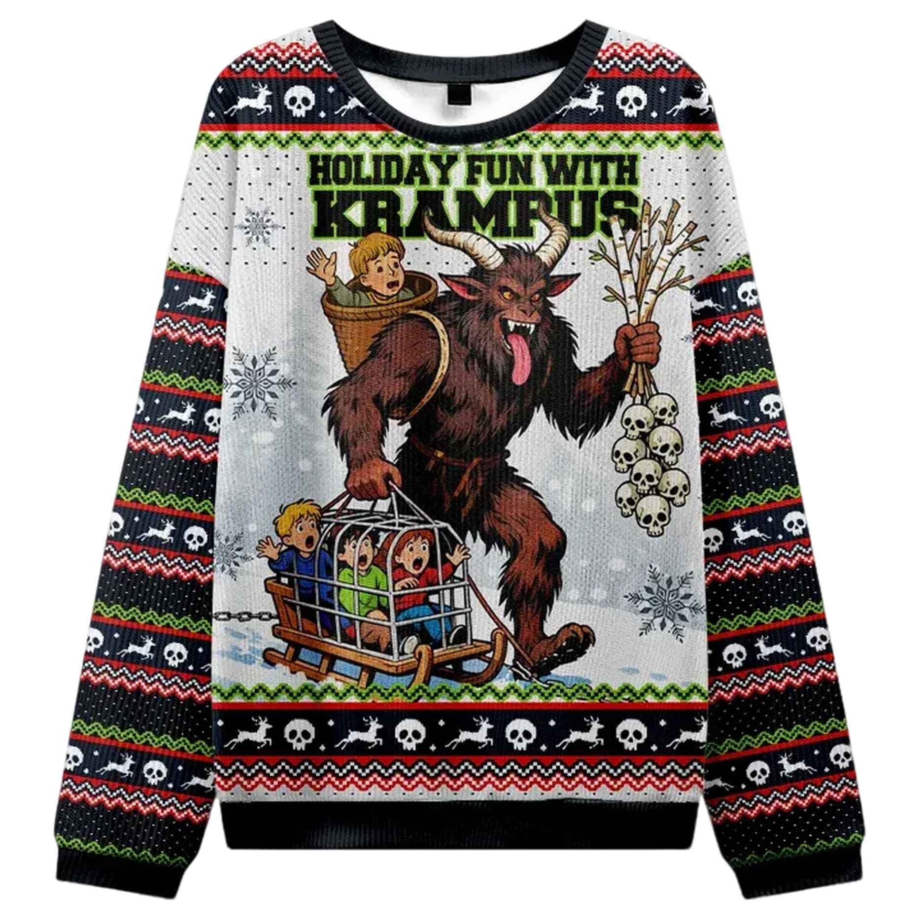 Krampus Catches Children Christmas Ugly Sweater Krampus Catches Children Christmas Ugly Sweater