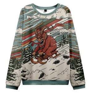 Krampus Sled Christmas Ugly Sweater