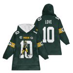 Love 10 Green Bay Football Unisex Blanket Hoodie