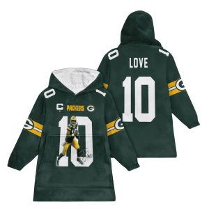 Love 10 Green Bay Football Unisex Blanket Hoodie