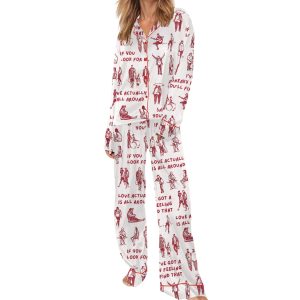 Love Actually Is All Around Silky Satin Pajama Set 3 Love Actually Is All Around Silky Satin Pajama Set