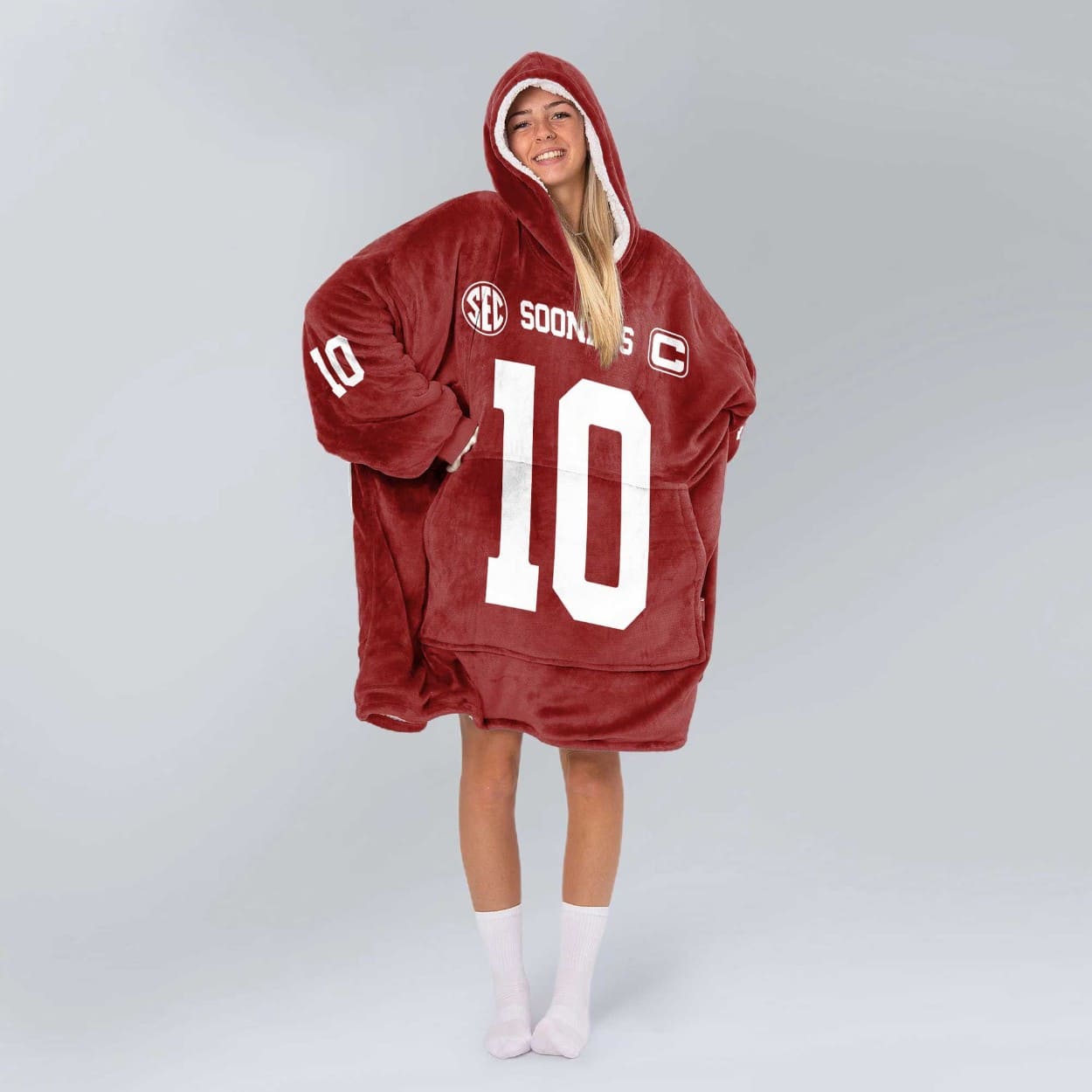 Mateer 10 Oklahoma Football Unisex Blanket Hoodie Mateer 10 Oklahoma Football Unisex Blanket Hoodie