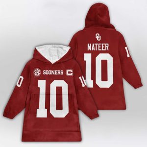 Mateer 10 Oklahoma Football Unisex Blanket Hoodie