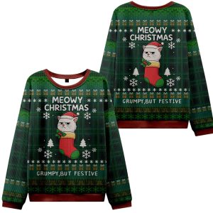 Meowy Grumpy Festive Christmas Ugly Sweater