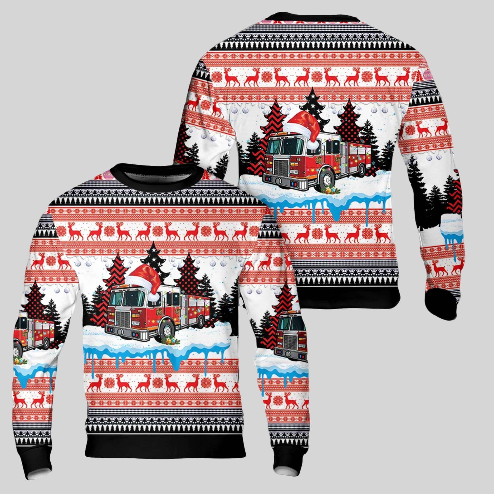 Merry Christmas Fire Tree Ugly Christmas Sweater Merry Christmas Fire Tree Ugly Christmas Sweater