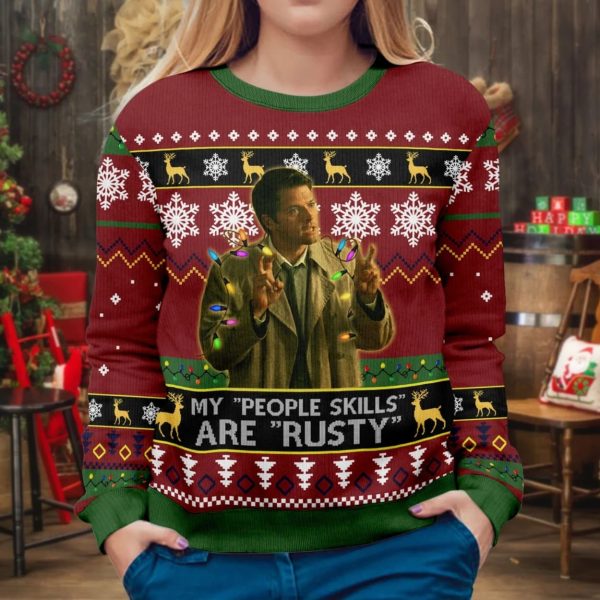 Misha Collins My People Skills Ugly Christmas Sweater