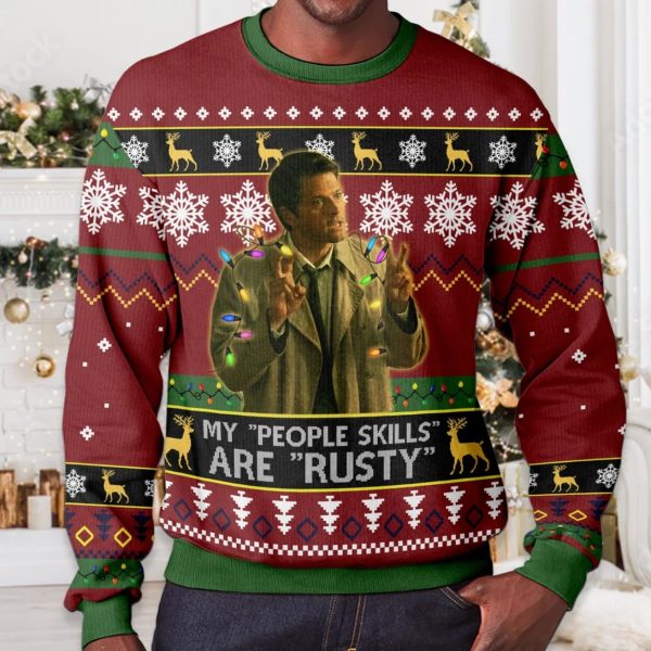 Misha Collins My People Skills Ugly Christmas Sweater