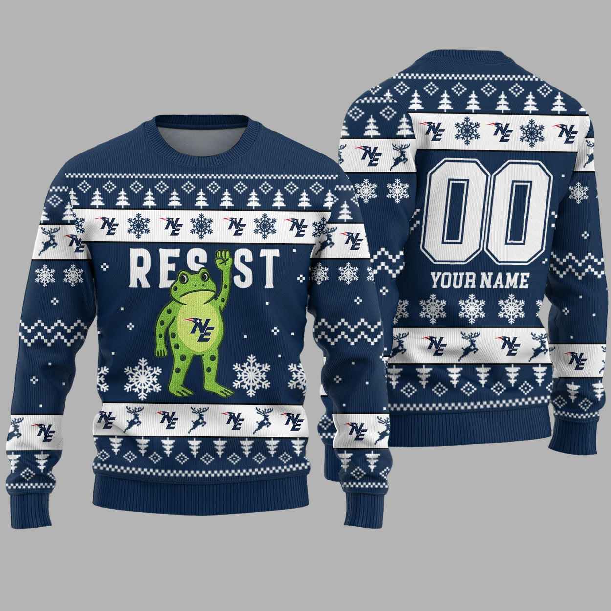 NE Patriots Portland Frog Resist Ugly Christmas Sweater NE Patriots Portland Frog Resist Ugly Christmas Sweater