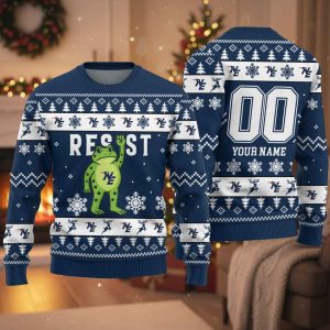 NE Patriots Portland Frog Resist Ugly Christmas Sweater 1 NE Patriots Portland Frog Resist Ugly Christmas Sweater
