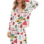 NYC Christmas Silky Satin Pajama Set
