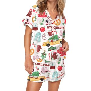 NYC Christmas Silky Satin Pajama Set