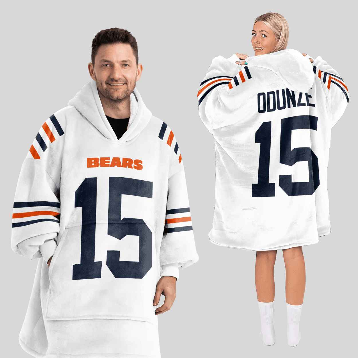 Odunze 15 Chicago Football Unisex Blanket Hoodie Odunze 15 Chicago Football Unisex Blanket Hoodie